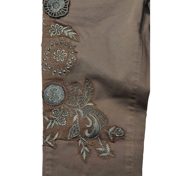 Just Cavalli Black Diamond Floral Brown Denim Slim Cropped Jeans Sz 26 NWT - Picture 15 of 16